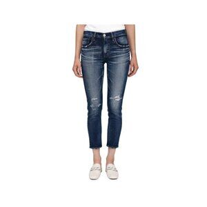 MOUSSY Vintage Distressed Lancaster Skinny Dark Blue Denim Jeans SZ 25